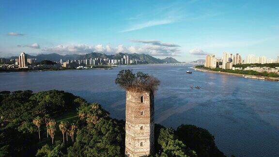 浙江温州江心屿西塔航拍