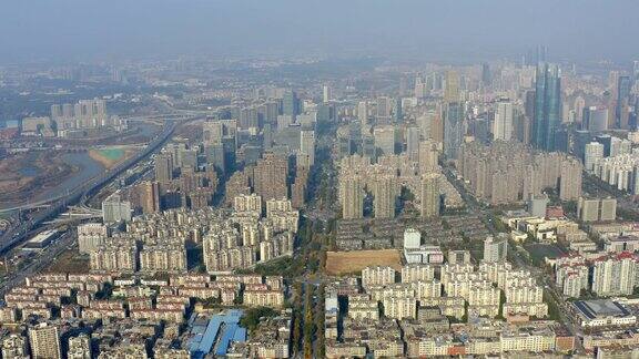 南昌市红谷滩住宅建筑航拍中全景