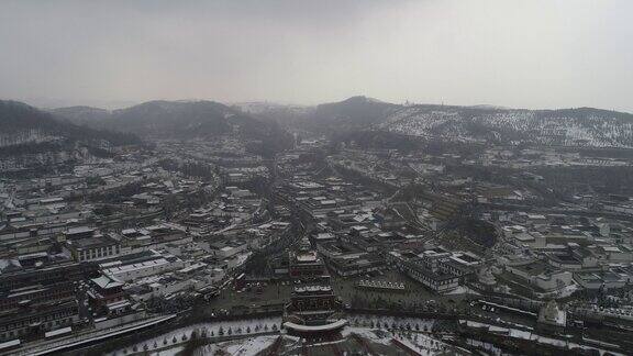 塔尔寺航拍雪景