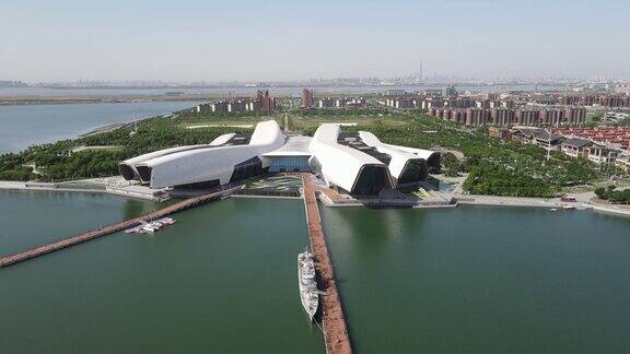4K 航拍天津新区国家海洋博物馆