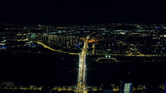 福州城市夜景交通航拍