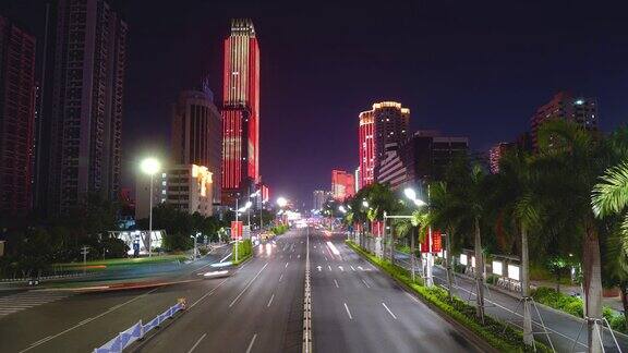 城市夜晚车流光影延时南宁车流南宁民族大道夜晚延时车流延时