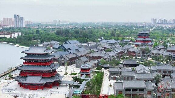 河北沧州南川楼历史文化古建筑航拍风景