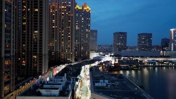 航拍福建泉州浦西万达广场夜景