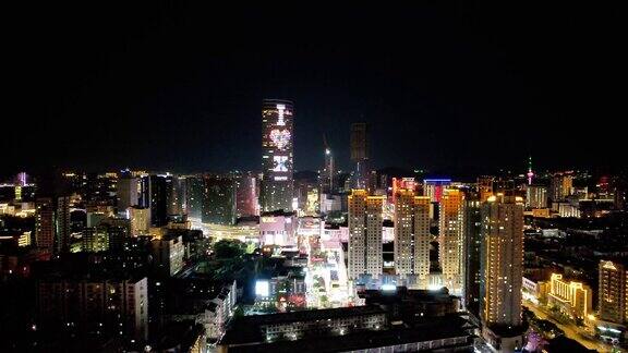 徐州彭城广场夜景灯光航拍