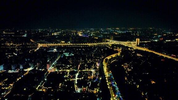 江苏南京城墙夜景航拍