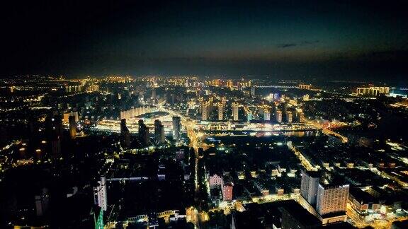 江苏宿迁大景夜景灯光航拍