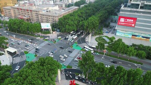 河北邯郸中华北大街十字交叉路口交通航拍