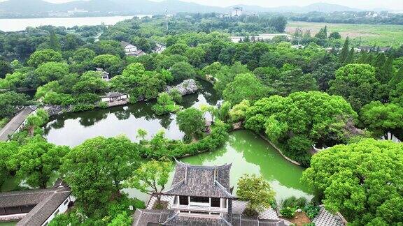 江苏无锡蠡园4A景区航拍 