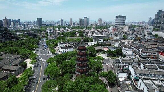 浙江宁波天封塔地标建筑航拍