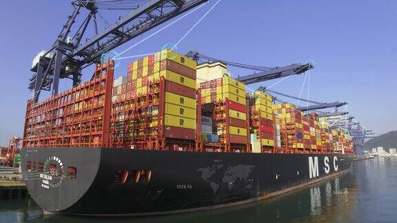 科技智慧港口轮船运输包装尝试货运