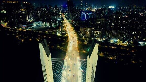 广东惠州合江大桥夜景灯光航拍