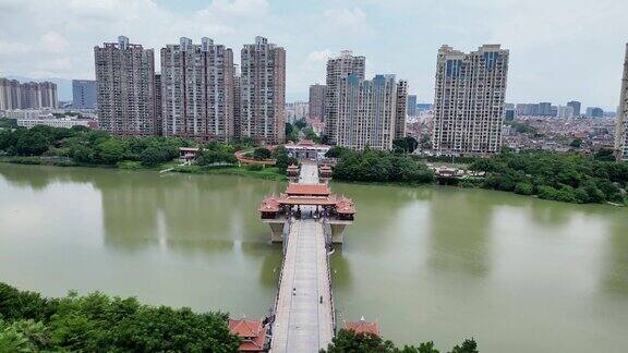 航拍福建漳州古城南山桥