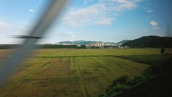 火车动车窗外风景实拍
