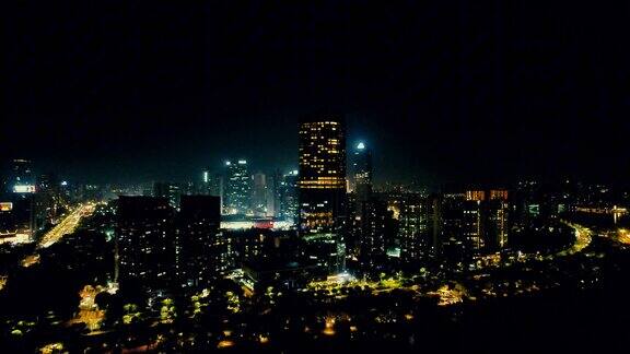 广东惠州CBD夜景灯光航拍