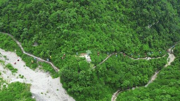 航拍湖北宜昌三峡猴溪索道观光