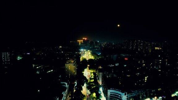 广西北海城市商业圈夜景航拍