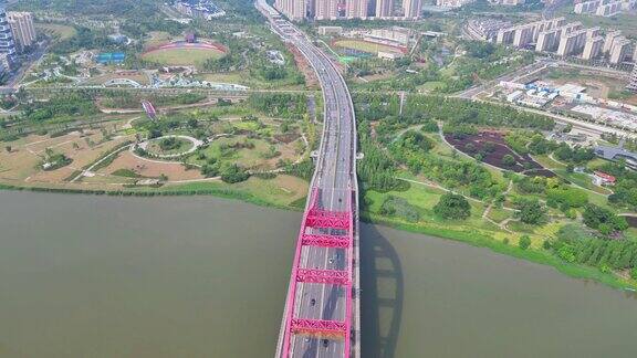 航拍江西赣州新世纪大桥