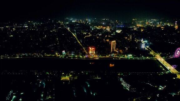 广州茂名城市夜景灯光航拍