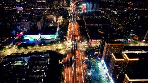 城市夜景高架桥交通航拍