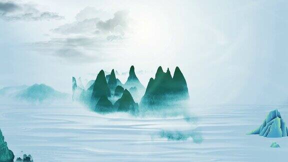中国风中式园林古典山水舞台演出背景