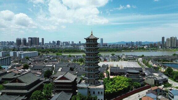 航拍江西抚州文昌里历史文化街区正觉寺4A