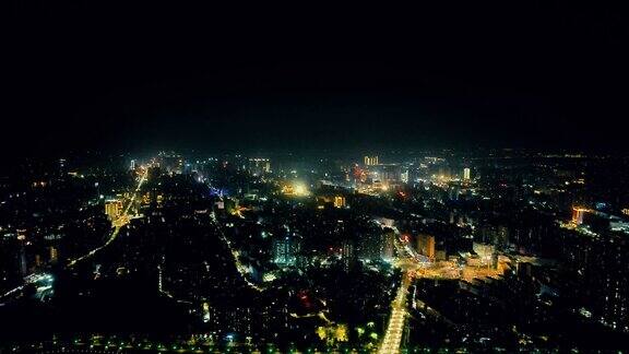 广东茂名全景夜景航拍