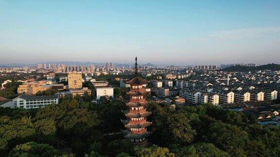 浙江绍兴绍兴塔山公园航拍