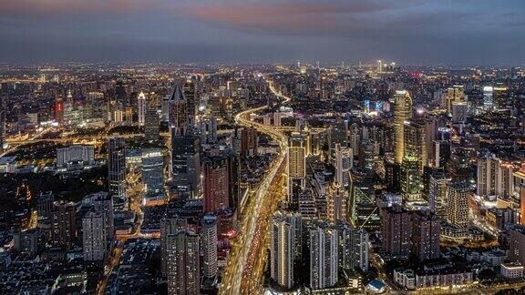 4K航拍上海南北高架夜景延时