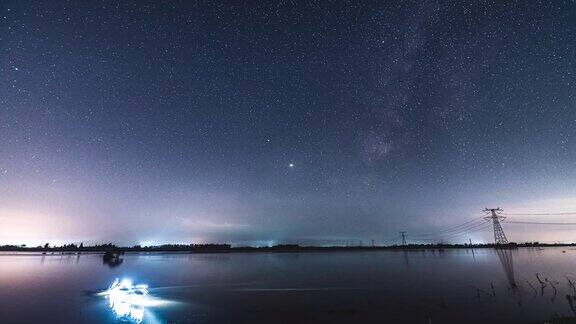 湖面星空延时