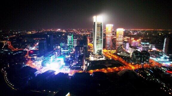 上海黄浦江西岸国际传媒港夜景