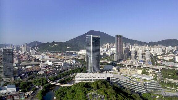 航拍翡翠岛广场标志性建筑海洋城市核心区