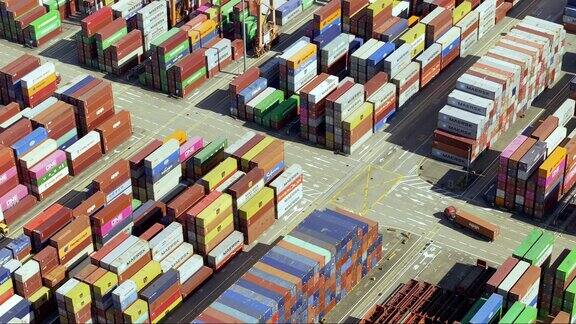 航拍港口货运集装箱「单镜」