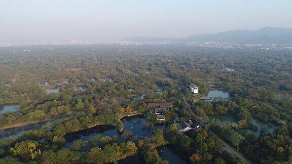 航拍杭州西溪湿地美景风景