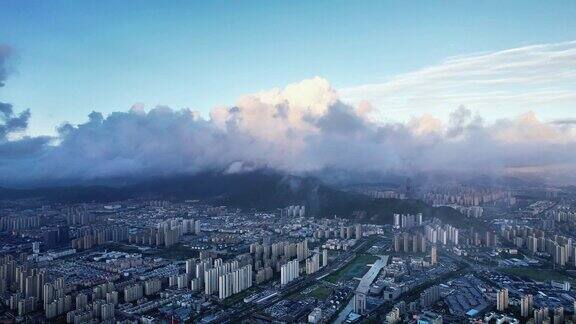 浙江温州城市清晨航拍