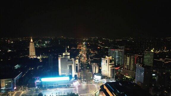 江苏常州城市夜景灯光航拍