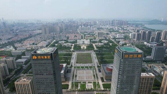 安徽蚌埠绿地双子塔市政府航拍