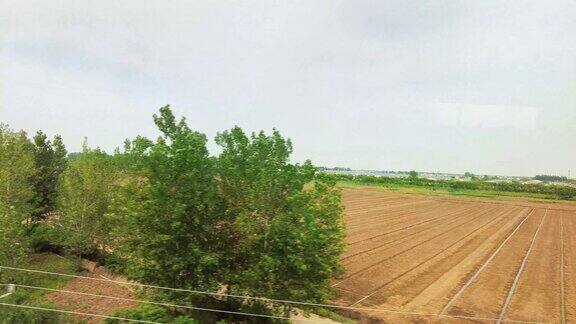火车窗外风景农业种植农田实拍