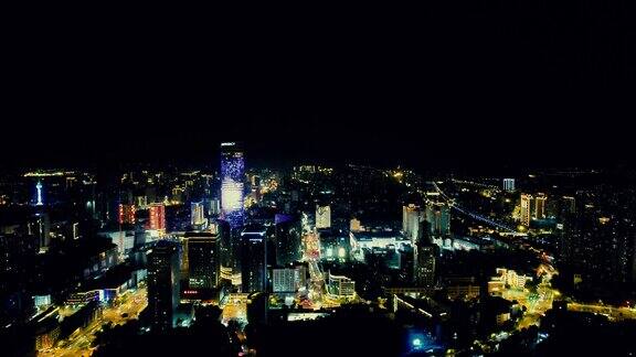 江苏徐州城市夜景灯光航拍 