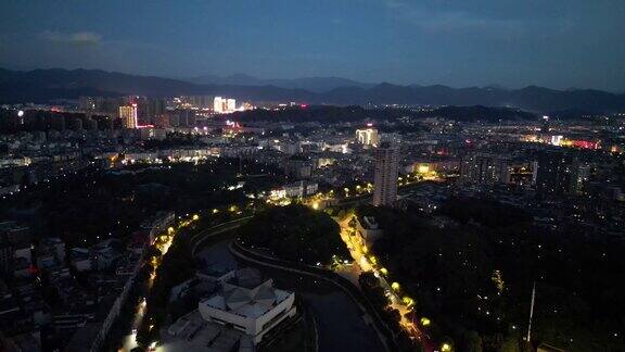 航拍江西萍乡博物馆夜景