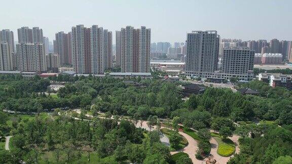 航拍山东济宁南池景区