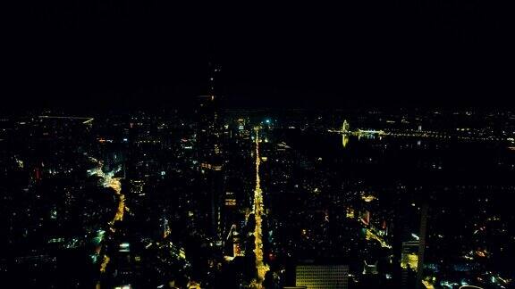 南京城市夜景灯光新街口航拍