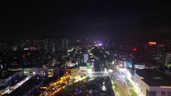 航拍山东济宁古运河夜景