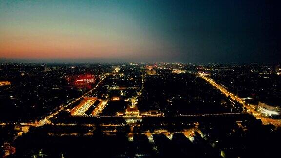 山东青州城市夜景航拍