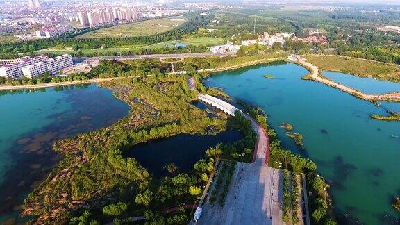 滨州蒲湖黄河楼公园地标建筑实拍