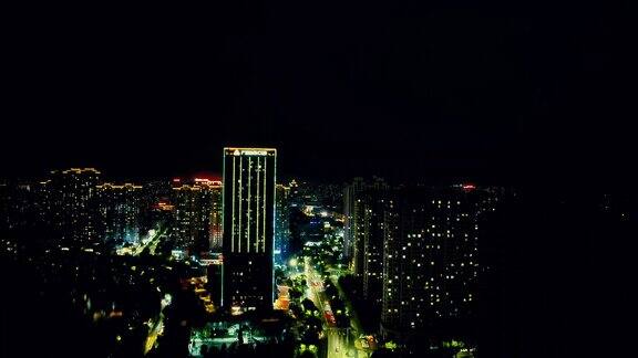 安徽蚌埠城市夜景灯光航拍 