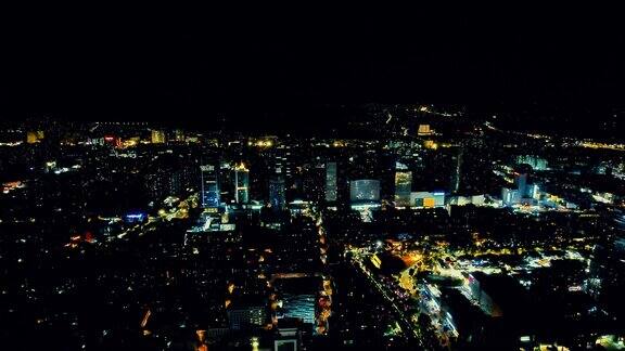 山东济南城市夜景航拍