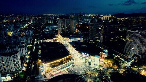 浙江台州步行街夜景灯光航拍