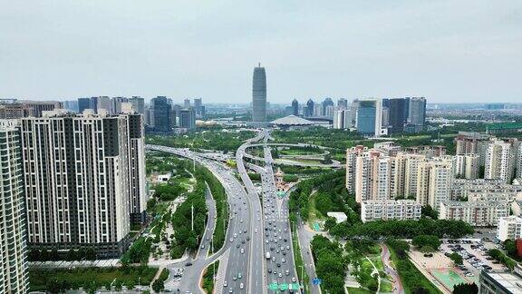 河南郑州城市交通航拍 