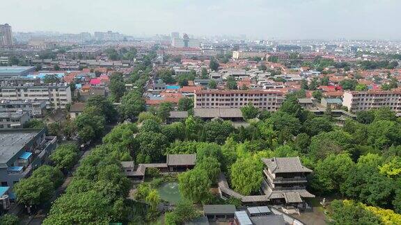 航拍山东潍坊青州古城偶园